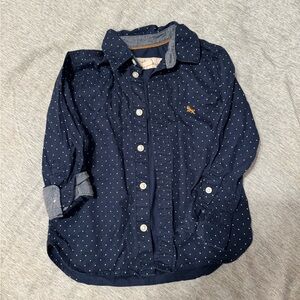 H&M Dark Blue Button Down Shirt with White Dots